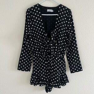 Lioness Ruffle Hem Polka Dot Romper